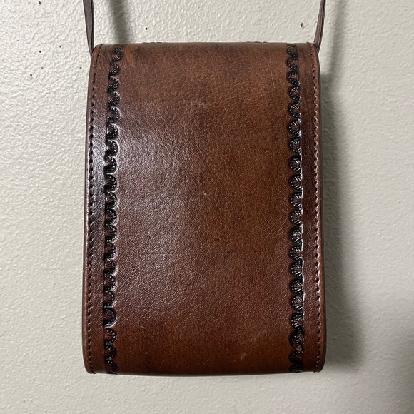 Handmade Leather Hand Tooled Embossed Saddle Bag CrossBody Western Boho Festival - Picture 4 of 9